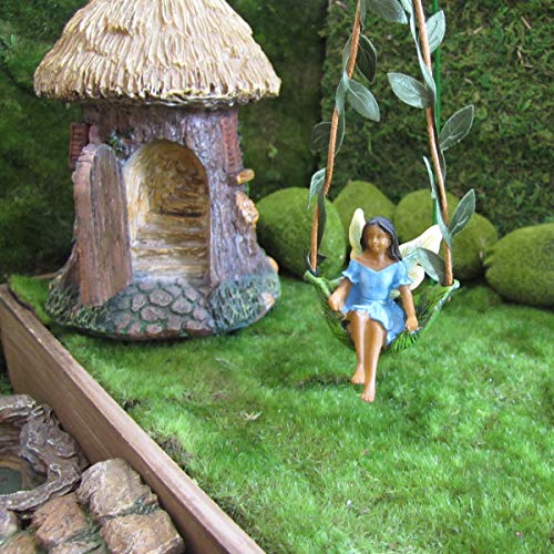 Tg,Llc Treasure Gurus Ivy Vine Tree Swing Dark Hair Fairy Girl Mini Figurine Garden Decor Dollhouse Supply #TOP2