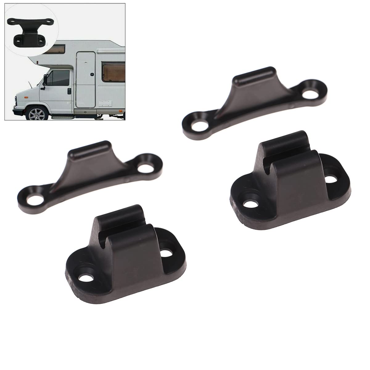 Etomvoop Black 2Pcs Caravan Door Retainer Catch Campervan Trailer Motorhome Boat Door Lock Stopper Clip Latch Motorhome Accessories (Black)