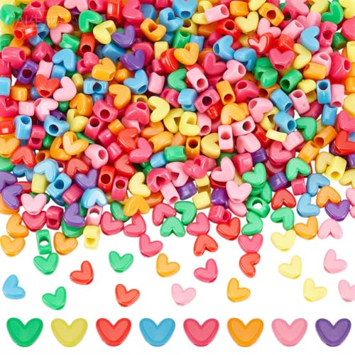 Materiale plastico:le perline colorate a forma di cuore sono realizzate in materiale plastico, con superficie liscia, robusto e durevole, non facilmente danneggiato, leggero, colorato vivacemente, e può essere riutilizzato