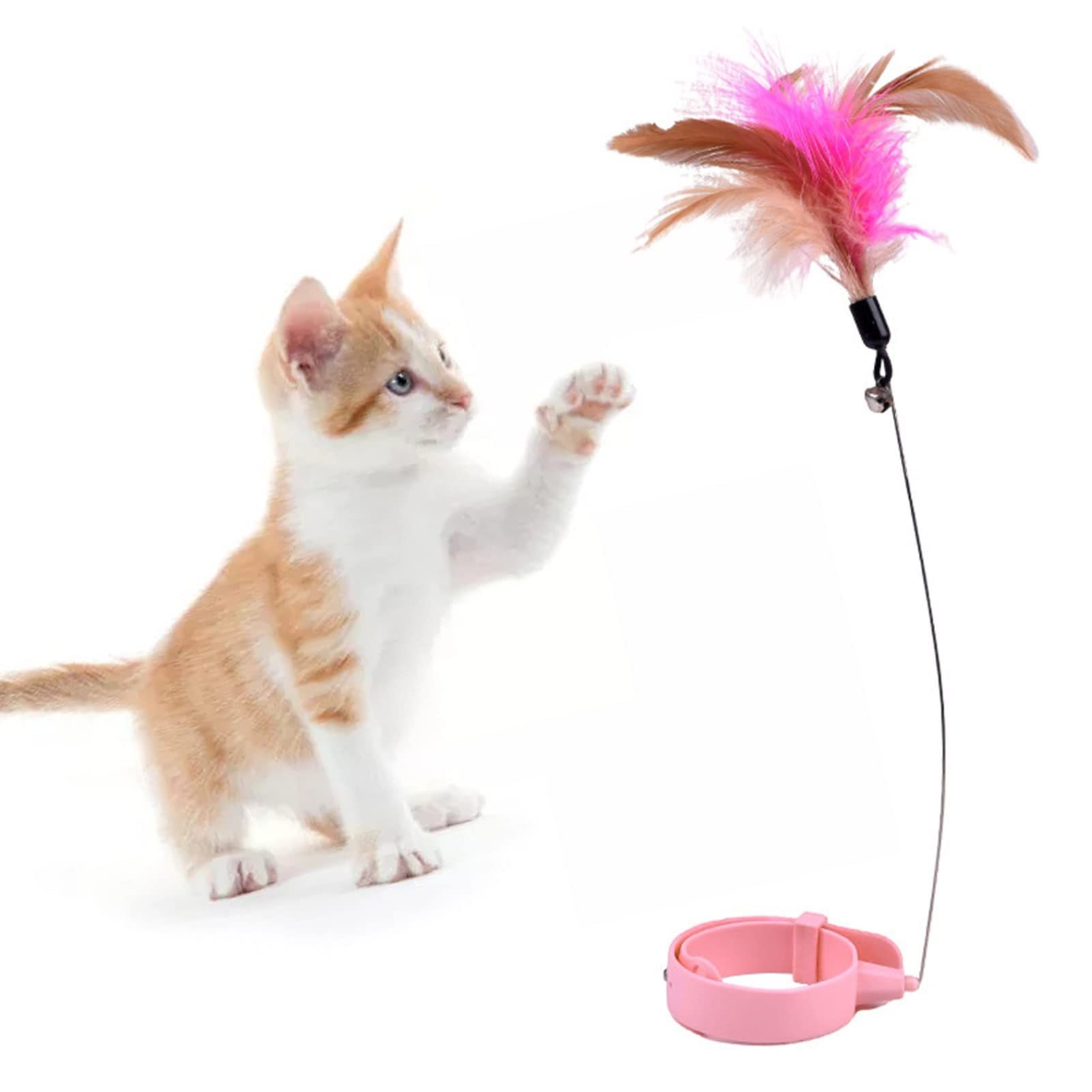 Jaerb Cat Feather Wand Collar, Color Feather Cat Feather Collar Toys Adjustable Interactive for Outdoor (Pink) (B0C3GLPJ3P) Amazon Price History, Amazon Price Tracker