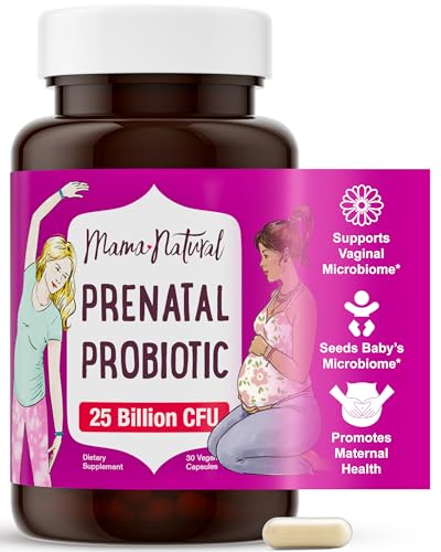 Image of Mama Natural Prenatal Probiotics for Women - Gut & Immune Support for Pregnancy, Breastfeeding & Postpartum* | 25 Billion CFU, 12 Strain Probiotic & Prebiotic Blend to Support Mom and Baby