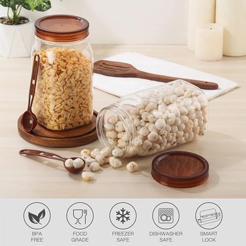 Image of CELLO Retro Kitchen Storage Jars Set of 2, (2 x 2000 ml) | Premium Food Grade Quality, BPA Free, Air Tight See-Through Container | Multipurpose Plastic Storage Container For Home Kitchen Gift