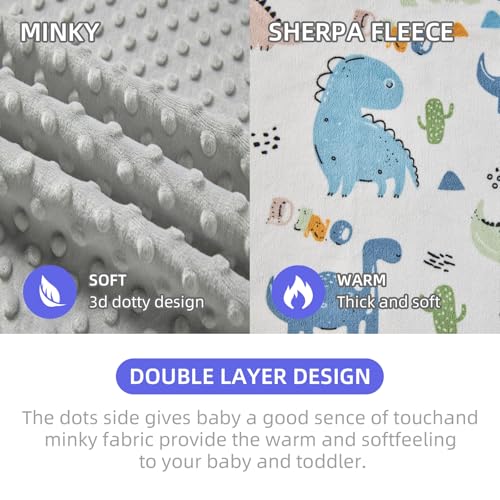 Image of Baby Nursery Bed Blankets Ultra Soft Double Layer Mini Blanket Minky Blanket Receiving Blankets Shower Gifts(Dinosaur,30 * 47in)