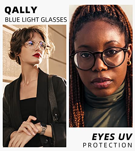 Image of Womens Round Blue Light Blocking Glasses Anti Eye Strain Glasses Clear Lens Computer Eyeglasses with Filter UV Light
