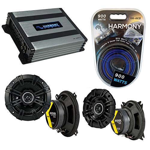 Harmony Audio Bundle with Kicker DSC4 DSC5 Factory Speaker Replacement & Harmony HA-A400.4 Compatible with Toyota Corolla 1988-1993