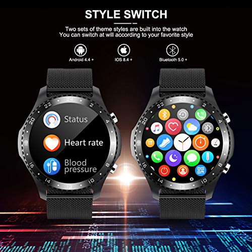 Smart Watch with Call,Health and Fitness Smartwatch with Heart Rate Blood Pressure SpO2 Monitor Sleep Tracker,App Message Reminder,Music Control,Waterproof Smart Watch for Android iOS Phone (Black)