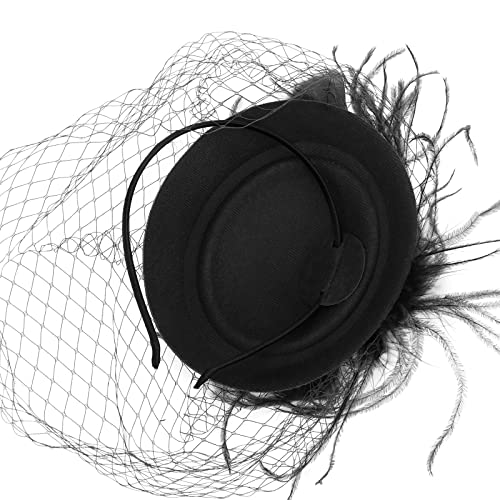 Image of DRESHOW Fascinators Hat Feather Headband Women's Fascinators Tea Party Headwear with Clip Flower Head Band for Girls & Women