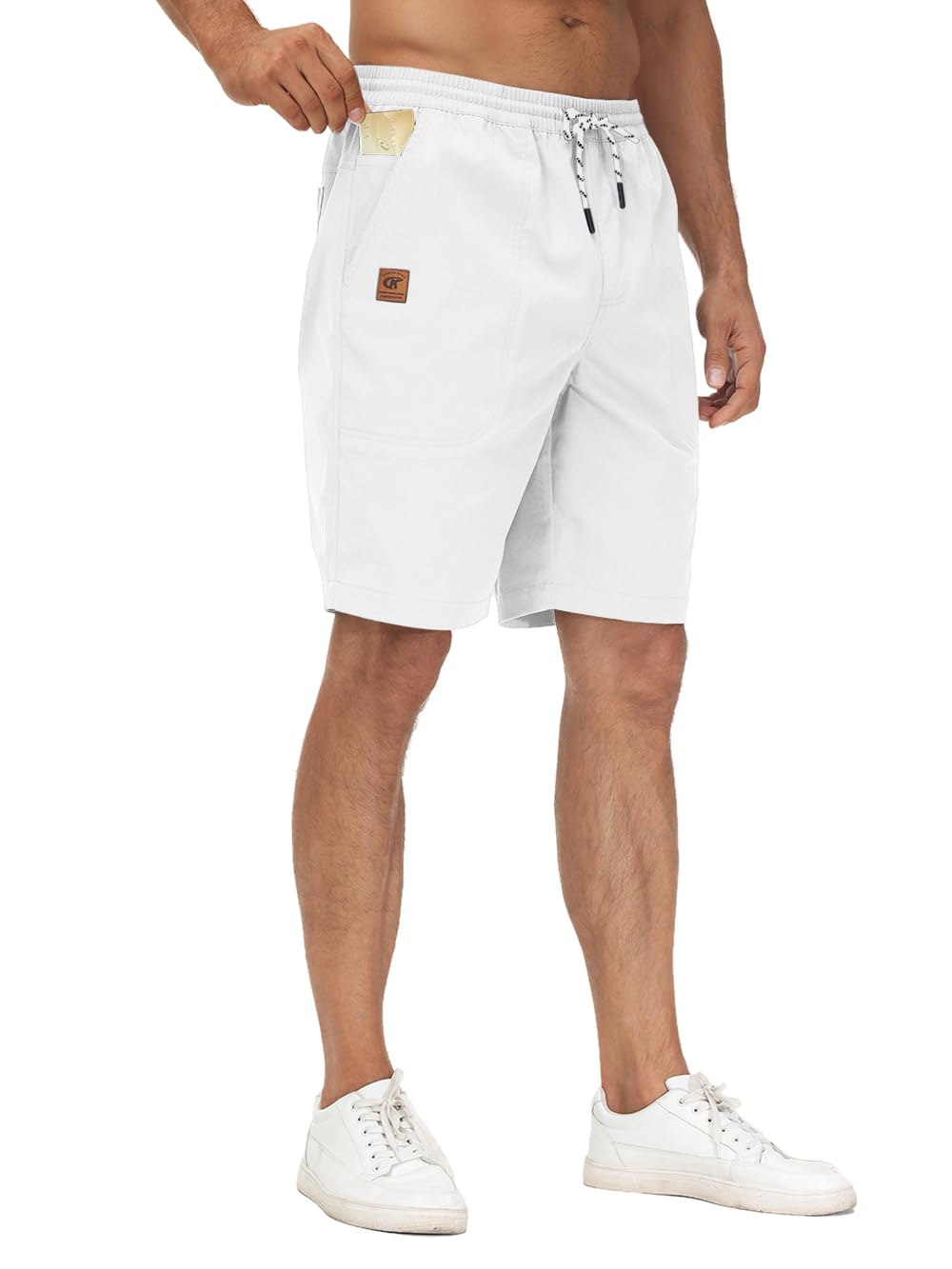 Huayuzh Pantaloni corti da uomo estivi cargo chino cotone elasticizzato per il tempo libero elastico in vita con tasche