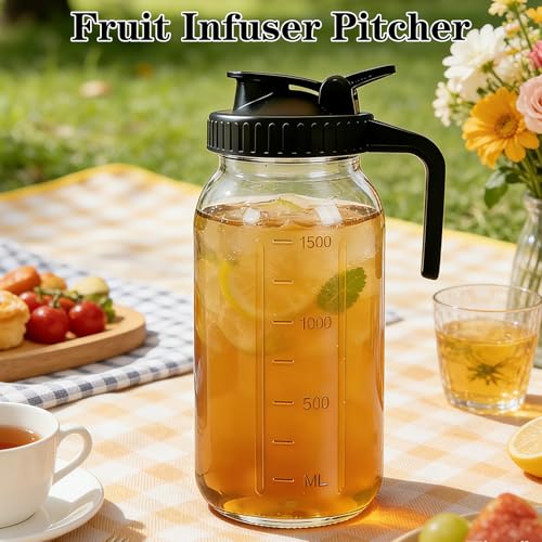 Image of Cold Brew Coffee Maker, 64oz Mason Jar Pitcher with Airtight Lid and Stainless Steel Filter, 2 Quart Wide Mouth Glass Jar Cold Brew Coffee Kit Tea Infuser Pitcher, Coffee Lovers Gifts for Men /Women