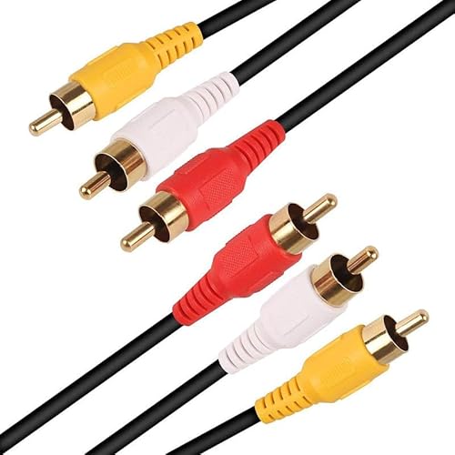 Triple RCA Male To Male AV Cable - 3x Phono Composite Video Audio Cable (1.5m, 3m, 5m, 10m Lengths)