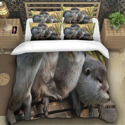 Parure de lit loutre en microfibre durable et douce imprimée 3D