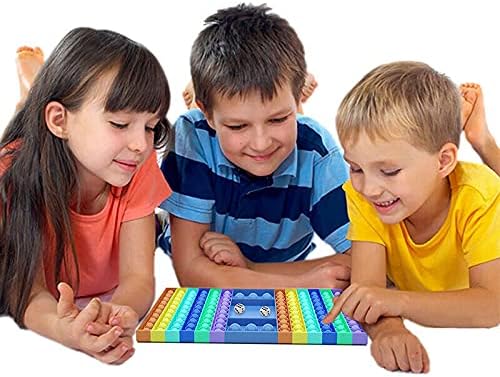 BD&M Chess Board Pop Push It Game Fidget Big Size Large Toy Rainbow Play Bubble Popper with Dice Sensory Toys Gift for Kids Adults