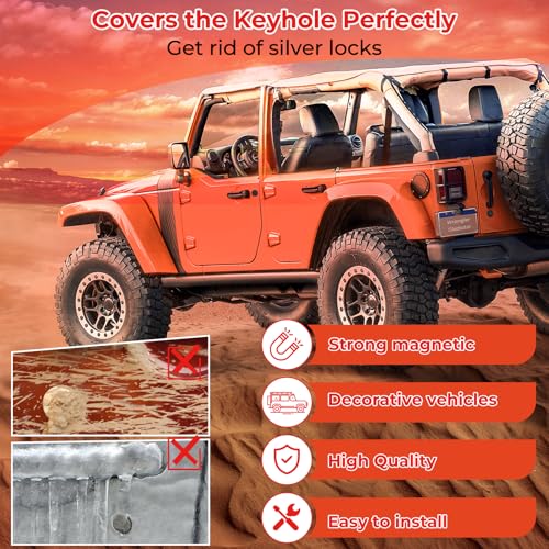 Image of CALBEAU Strong Magnet Keyhole Covers Compatible with 2018-2026 Jeep Wrangler JL and Gladiator JT Front Door, Door Lock Covers for Keyhole Protection (Classic)