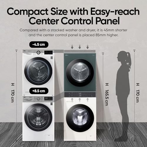 Image of LG WashTower 13 Kg /10 Kg with AI Direct Drive & DUAL Inverter Heat Pump, Fully Automatic Front Load Washing Machine and Dryer (FWT1310BG) with Wi Fi & Central Control Panel Natural Beige & Green