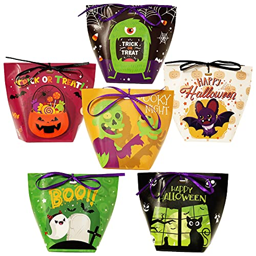 P1nkpopp 24PCS Halloween Candy Treat Bags Supplies - Treat or Trick Goodie Bag Party Decorations Favors