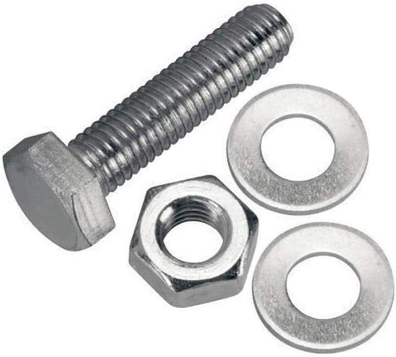 Royal Apex 12 pcs Hex Head Screw Bolts Nuts & Washers Fully Thread GI Plain Finish Bolt Set. (6, 16MM)