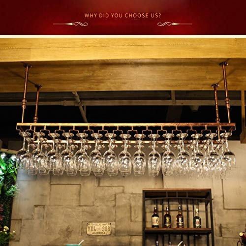Porte-bouteilles de vin suspendu en fer forgé pour verres et placard de cuisine