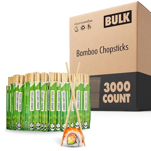 Stock Your Home Disposable Bamboo Chopsticks (3000 Count) – Separated Wooden Chopsticks for Sushi, Chinese, Japanese & Asian Food