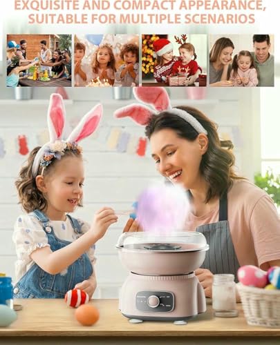VYUJHNBG Zuckerbaumwolle-Maschine, Zuckerbaumwolle Für Kinder, Zuckerbaumwolle, Enthält Eine Tasche Mit Farbenfrohen Süßigkeiten, 10 Bambusstäbchen Und Eine Zuckerlöffel – Bild 4