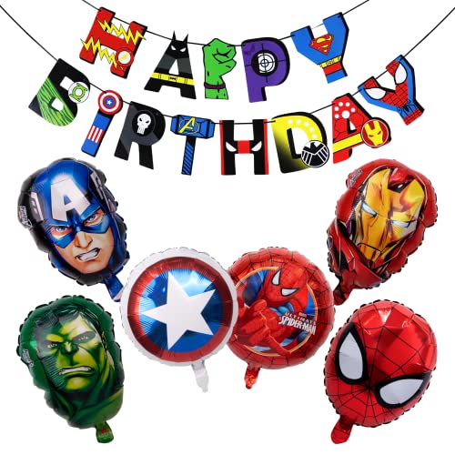Superhelden Deko Geburtstag, Avengers Geburtstag Deko, Superhelden Party Dekoration, Spiderman Luftballons, Folienballon Geburtstag, Kindergeburtstag Deko für Jungen & Mädchen Cover