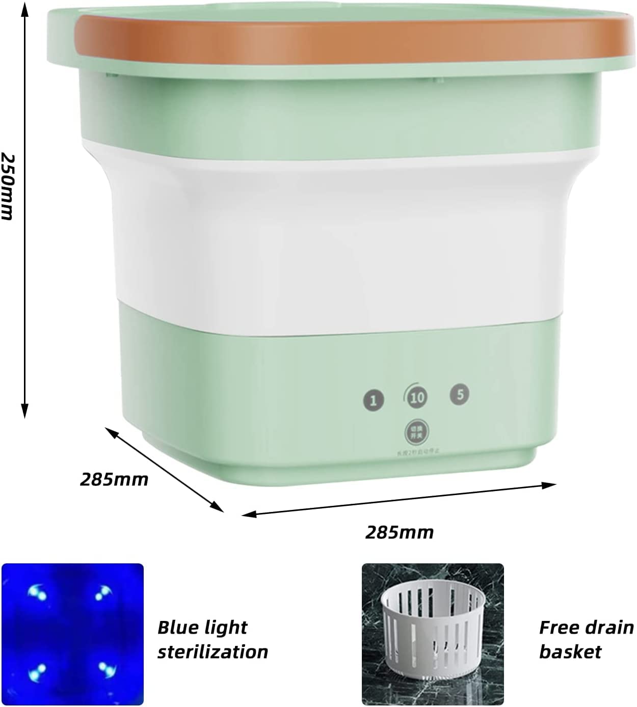 D+L GmbH Mini Lavatrice Portatile 5,2 Kg Con Centrifuga E Pompa - Ideale Per Campeggio E Studenti