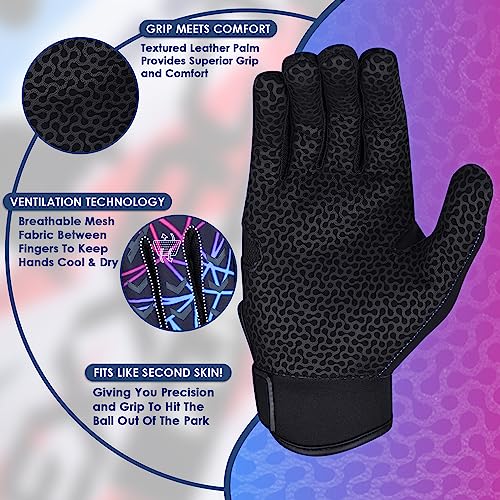 Exxact Sports Baseball Batting Gloves - Softball Batting Gloves Adult Men With Textured Leather Palm, Youth Batting Gloves (As, Lazers) #TOP2