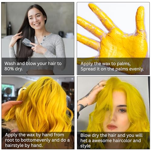 Image of Temporay Hair Color Wax | Metallic Shine | For Men & Women | DIY Instant Hair Color | Temporay Color 1 Day 1 Wash | No Ammonia, Bleach & Damage | Yellow - 100 gram