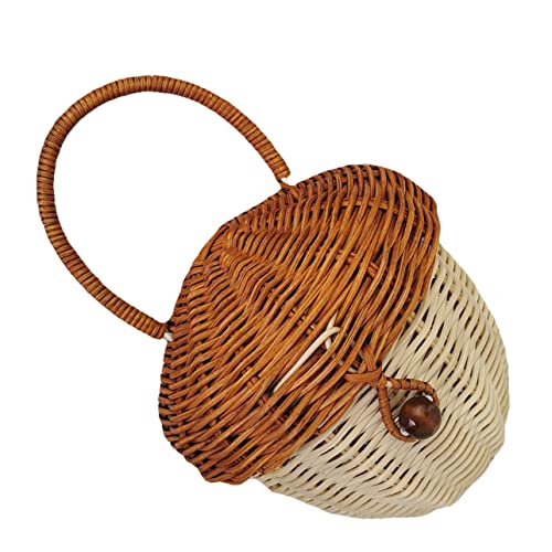 IWOWHERO Bolsa De Bellota De Mano Scooter Cesta Para Organizador De Estantes Cesta Rústica Cesta Con Tapa Cesta De Recolección De Flores Canasta De Canasta Tejida De Dulces Cesto Rota
