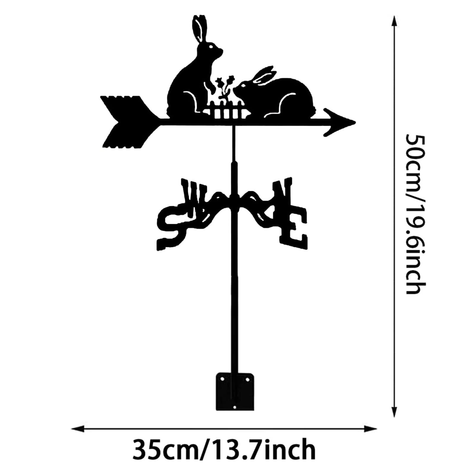 BRLIBESE Weather Vane Retro Durable Animals Shape Wind Vane Rabbit Wind Direction Indicator Metal Weather Vane for Outdoor Garden Creative Stainless Steel Home Decor Ornament Gift for Farm Yard