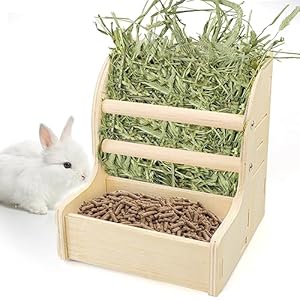 Rabbit Feeder and Guinea Pig Hay Feeder, Wooden Small Animal Feeder, As Small Animals Suppliers for Rabbits, Guinea Pigs, Bunnies, etc.