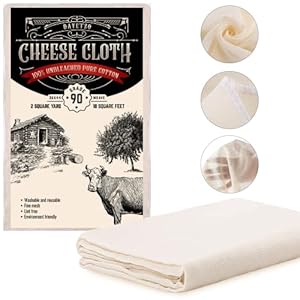 Dayetzo Cheesecloth for Straining 18 Sq. Ft (2 Yards) – Grade 90 Unbleached, Organic Cotton Muslin Cloth with Hemmed Edges – Ultra Fine, Washable Cheese Cloths for Cooking, Baking, Holiday Decorations