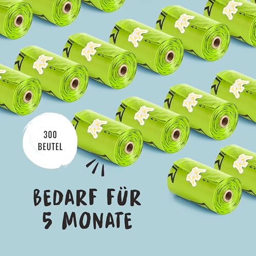Rudelkönig Hundekotbeutel - 300 auslaufsichere Kotbeutel für Hunde aus recyceltem Kunststoff - Extra reißfeste Hunde Kotbeutel Rollen - Hundetüten Nachfüllpackung