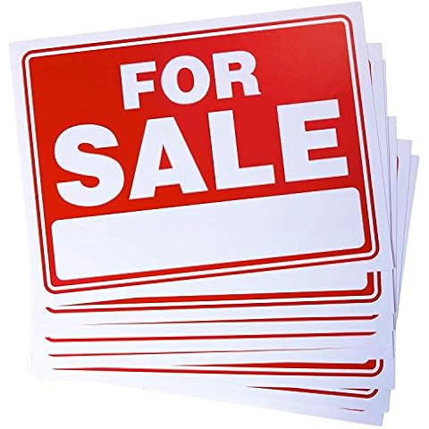 Katzco 9 X 12 Inches for Sale Sign - Pack of 8 All-Weather Plastic Coated Tags for Car Sales, Advertising Signage, Business Purposes, Commercial Posts in Stores, Garage, Booths Cover