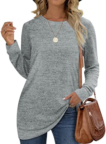 OFEEFAN Womens Sweatshirt Pullover Plain Fashion Crew Neck Casual Tunic Sweaters M