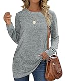 OFEEFAN Womens Sweatshirt Pullover Plain Fashion Crew Neck Casual Tunic Sweaters M