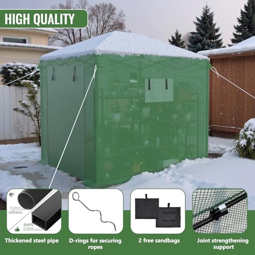 Image of 8x6 FT Pop Up Greenhouse for Outdoors, Walk-in Greenhouse with PE Cover
