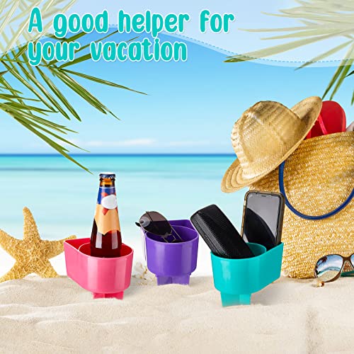 12 Pieces Summer Beach Cup Holder With Pocket Multifunctional Sand Cup Holder Plastic Beach Drink Accessories Sand Coasters For Beverage Phone Sunglass Key Bathroom Home #TOP5