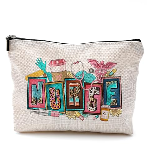 QGFM Nurse Makeup Bags,Nurse ,Nurse Cosmetic Bags With Zipper,Nurse Gifts for Nursing Student,Student Nurse Gifts