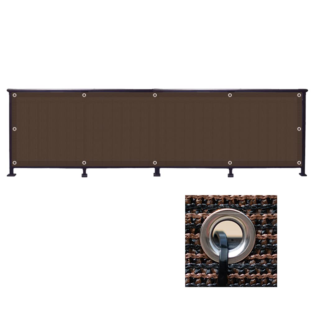 Sichtschutz Garten Balkon Datenschutz-Bildschirmabdeckung Windschutznetz Zaun Sonnenschutz Die Markise Atmungsaktiv HDPE Balkonumrandung Mit Nylon Kabelbinder,Braun,1.2x6m