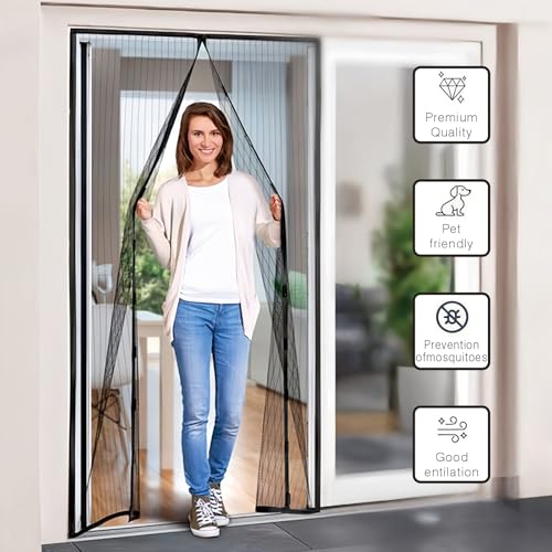 Moustiquaire de porte 125 x 211 cm noir avec fermeture aimantée automatique - 6