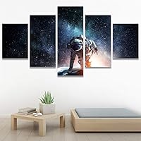 SIGNWIN 5 Panel Canvas Wall Art Modern Art Astronomy & Space Contemporary Cosmic Dramatic Mixed Media Multicolor for Home Decorations Ready to Hang - 60