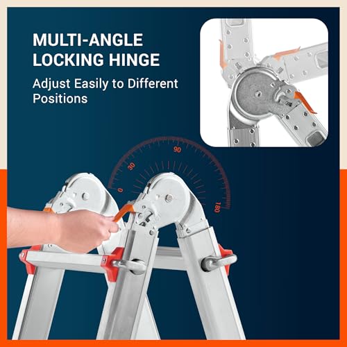 Image of Bathla X-Tend Apex 18.2 Ft Heavy Duty Aluminium Extension Ladder | 150 kg Capacity | Anti-Slip | Multipurpose A-Frame Folding Ladder | Extendable to 5.6 m| for Home, Stairs, Indoor, Outdoor & Roof Use