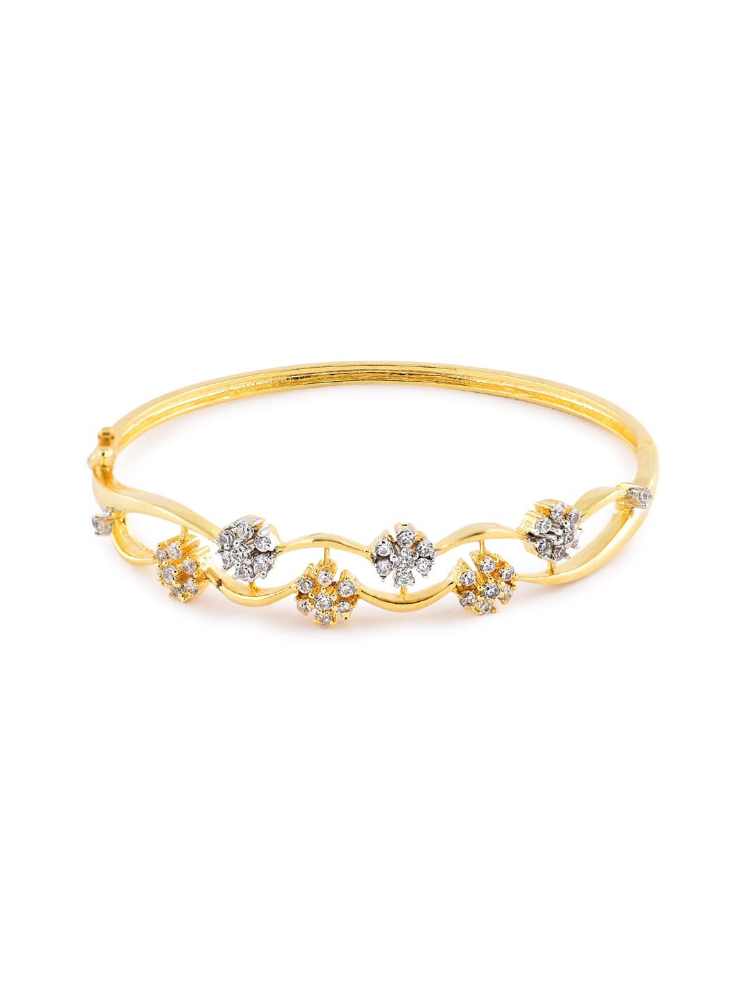 ZAVERI PEARLS CZ Stone-Studded Floral Openable Bracelet For Women – ZPFK4800
