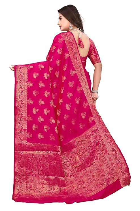 sahaj enterprise Rani Pink Soft Silk Saree with Blouse PieceTraditional Woven Design-picture-22