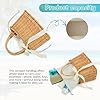 BWBIKE Damen Strandtasche aus natürlichem Rattan - Handgewebte Tote Purse aus Weide, Boho Straw Basket Umhängetasche für Sommer, Reisen & Shopping, Quadrat #4