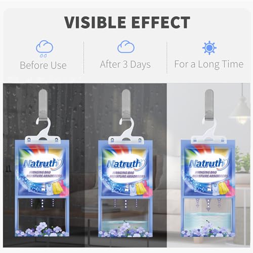 NATRUTH 12-PACK Moisture Absorber Bags With Fresh Linen,Desiccant Hanging Bag Use for Kitchen Bathroom Wardrobe, Eliminates Odors, Hanging Closet Dehumidifier Bags for Closet - Thumbnail 4