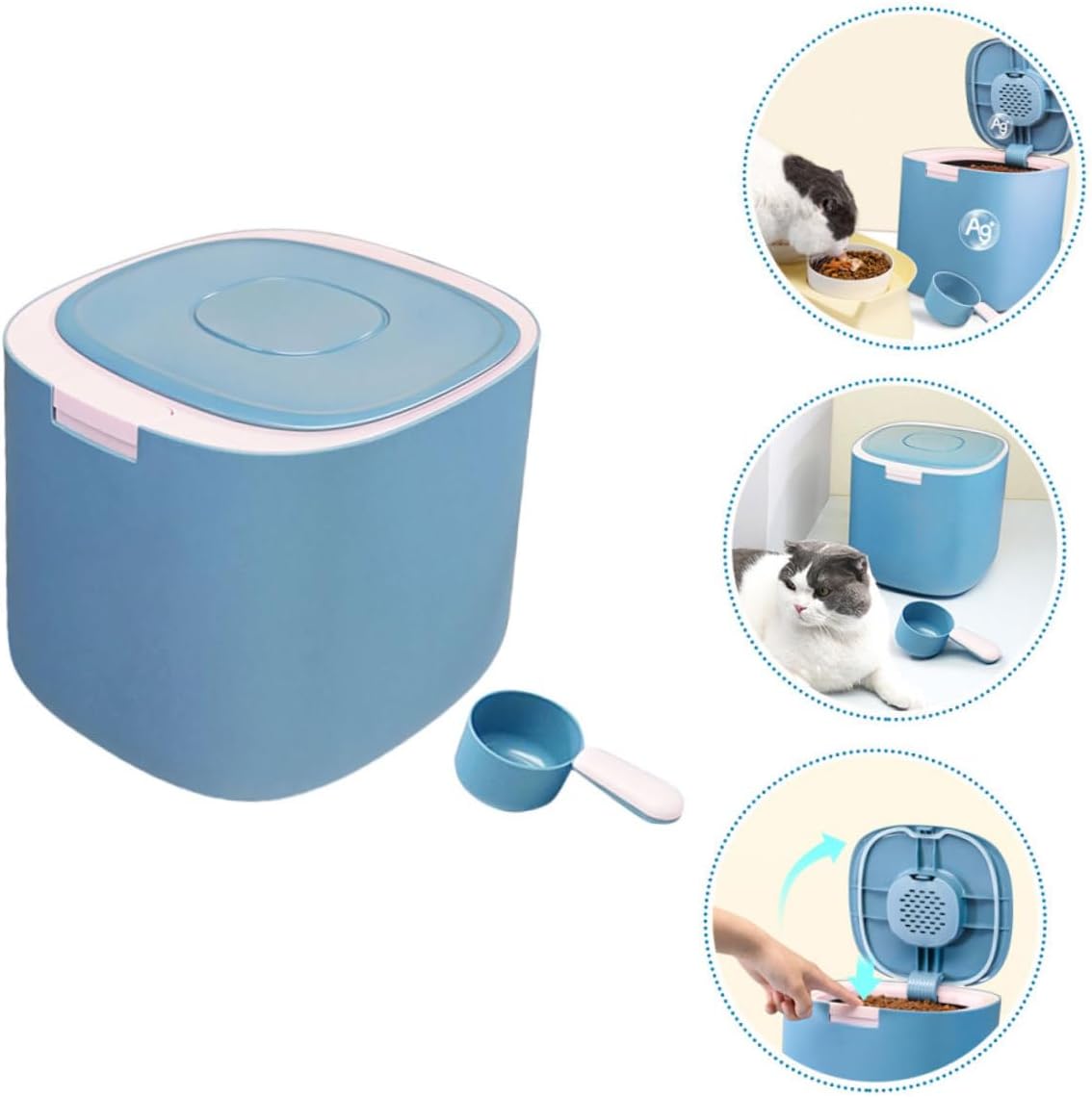 11l Airtight Pet Food Storage Container Moisture-proof Sealed Dog and Cat Food Bucket with Frosted Butterfly Lid for Kitchen Countertop Use