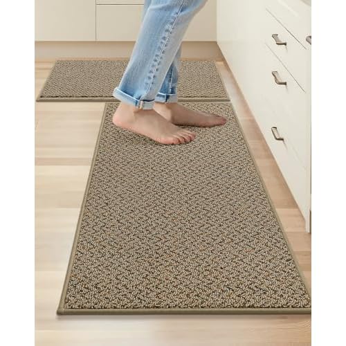 COSY HOMEER Non-Slip Kitchen Rugs 2pc Taupe 20x32+20x48