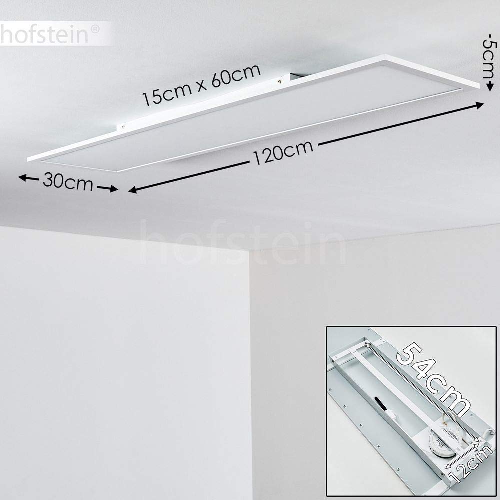 Panel LED Salmi De HOFSTEIN, Moderno Panel De Techo De Metal/MDF En Aspecto Negro/blanco/madera, 18 Vatios, 1 Luz, 1000 Lúmenes, Color De Luz 3000 K (blanco Cálido), Alargada En Diseño Plano