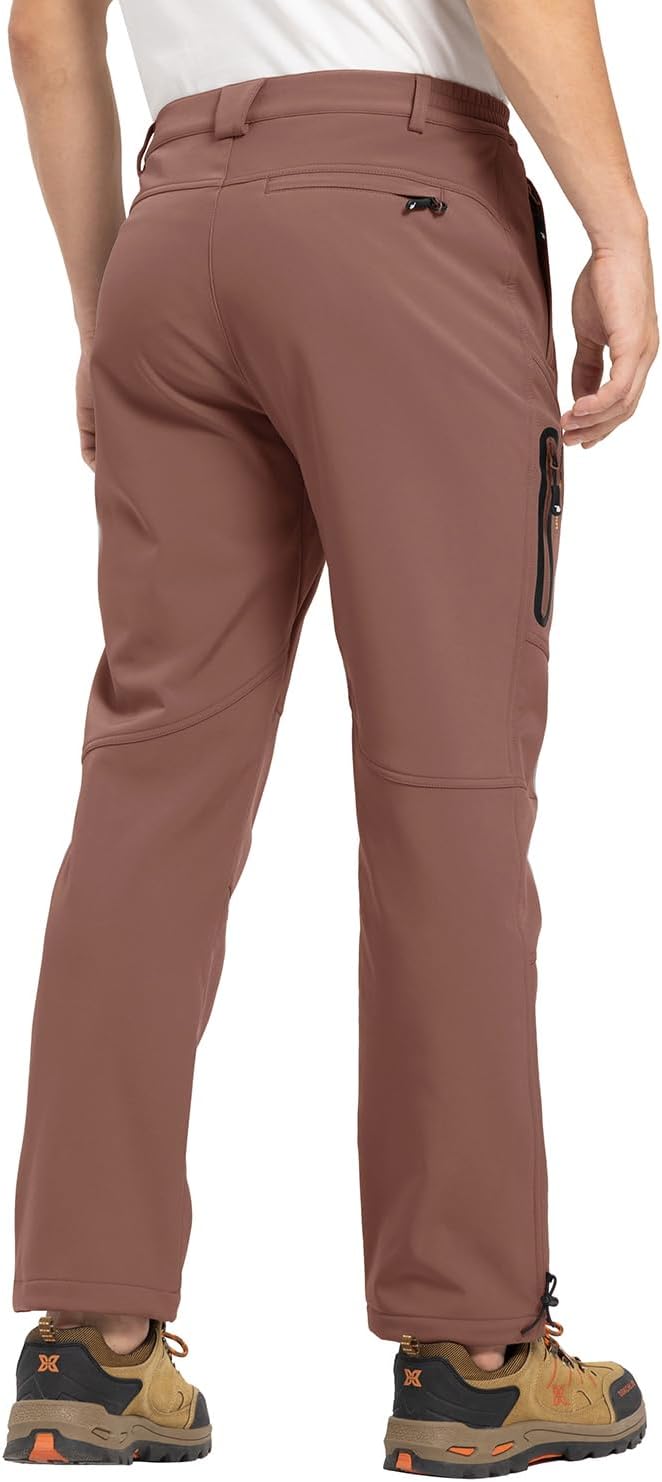 YSENTO Men's Fleece Lined Snow Ski Pants Waterproof Softshell Insulated Winter Cargo Hiking Camping Pants